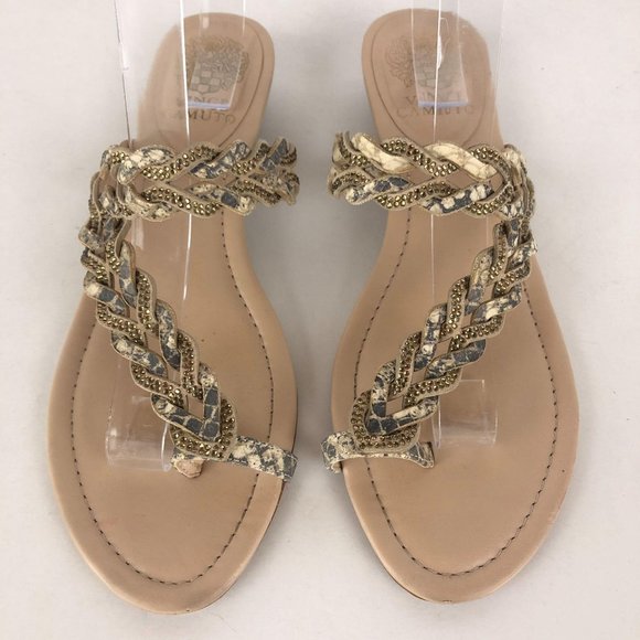 SOLD Vince Camuto Inaya Grey Cream Sandals Sz 8.5 - Picture 4 of 10